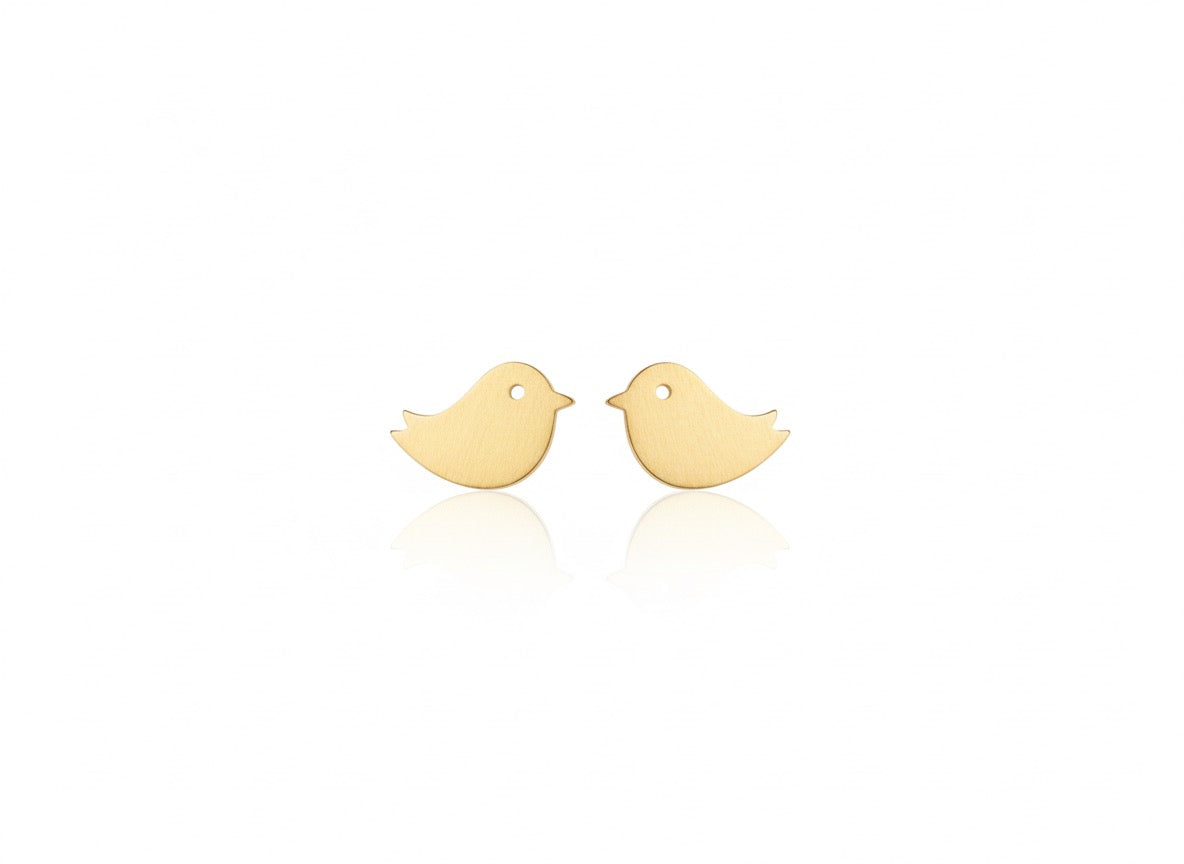 18K Gold Mix Design Stud Earrings – Playful Animal Collection