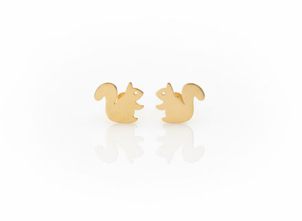 18K Gold Mix Design Stud Earrings – Playful Animal Collection
