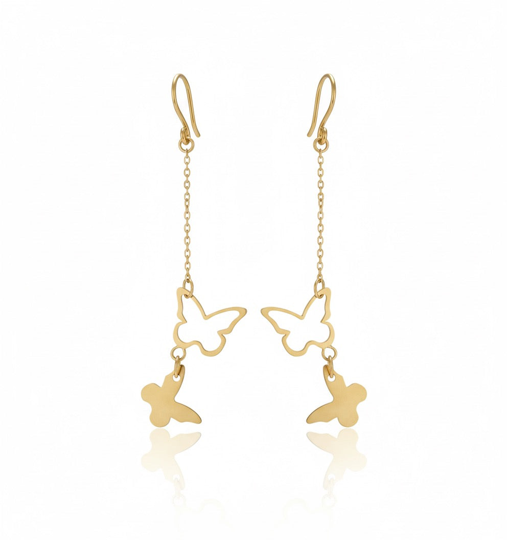 18K Gold Butterfly Drop Earrings – Grace in Motion