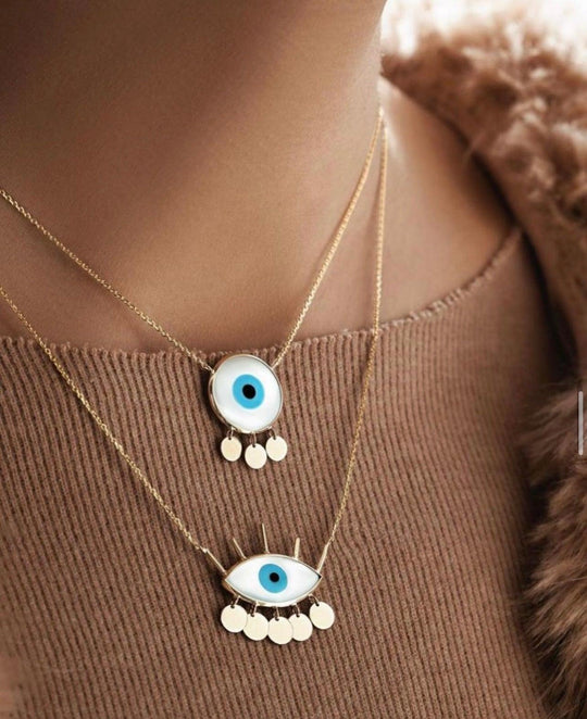 18K Gold Necklace Evil-eye - navidjewellery