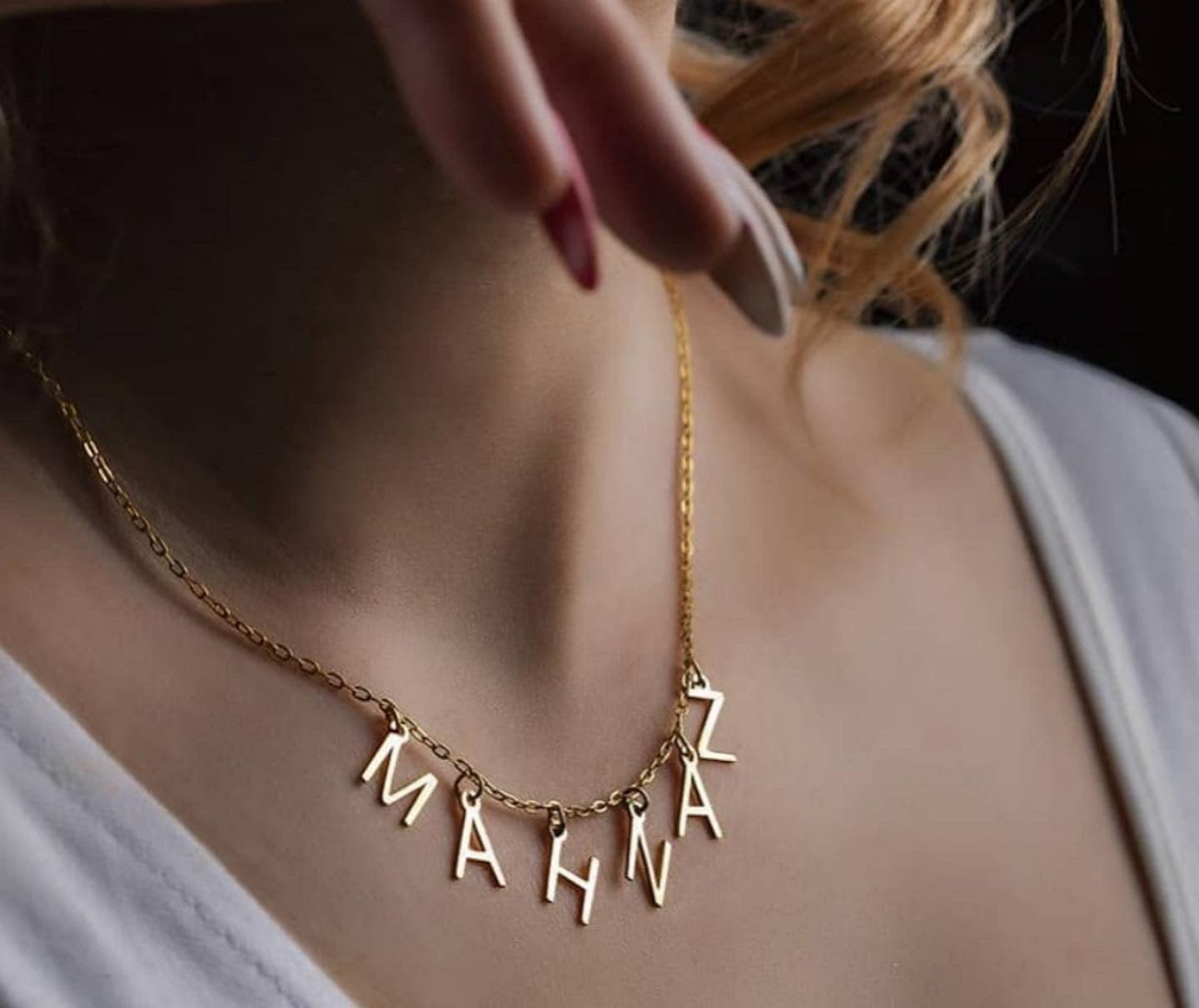 18K Name Necklace By Letters – navidjewellery