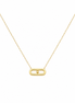 18K Gold Double Oval Bar Pendant Necklace with Centre Detail.