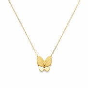 18K Gold Textured Butterfly Pendant Necklace.