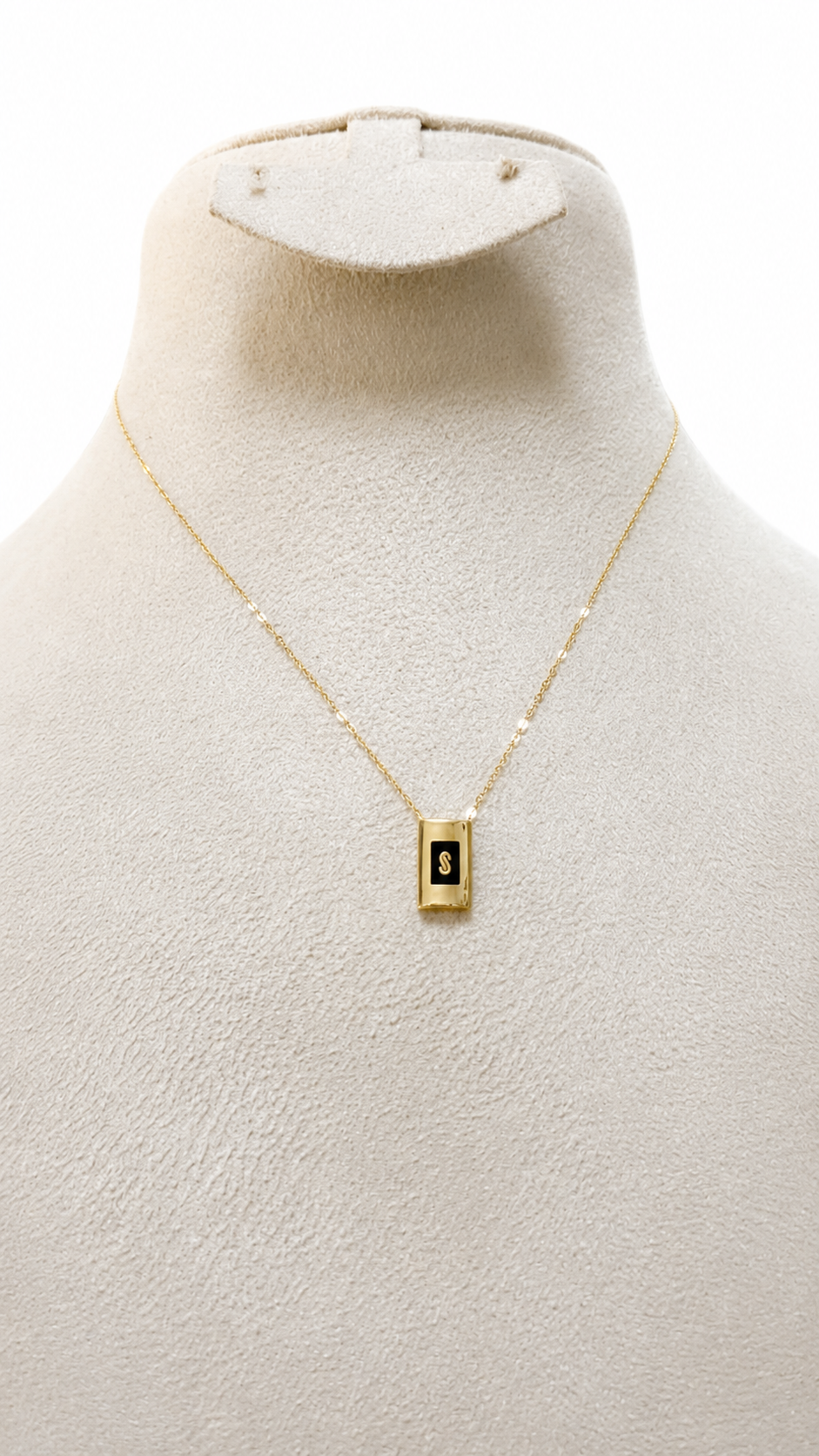 18K Gold S Initial Pendant Minimalist Necklace.