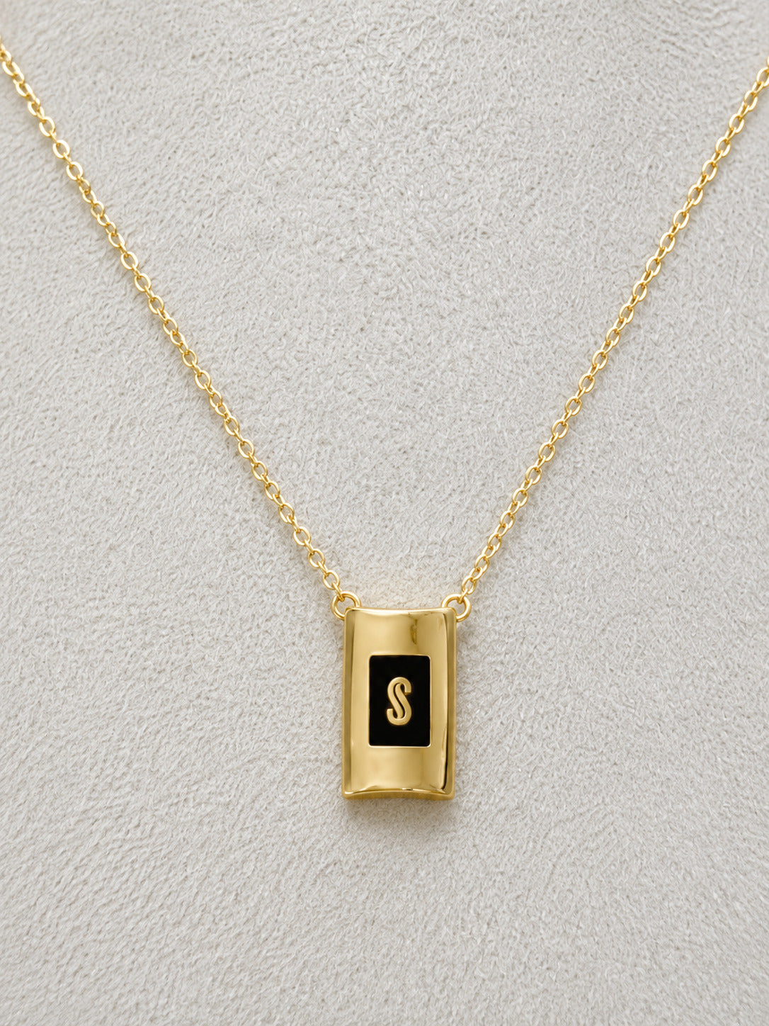 18K Gold S Initial Pendant Minimalist Necklace.