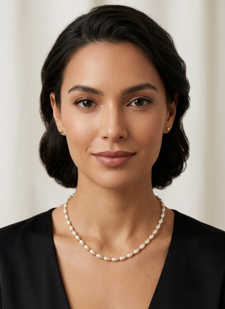18K Gold Pearl Full Beaded Necklace.