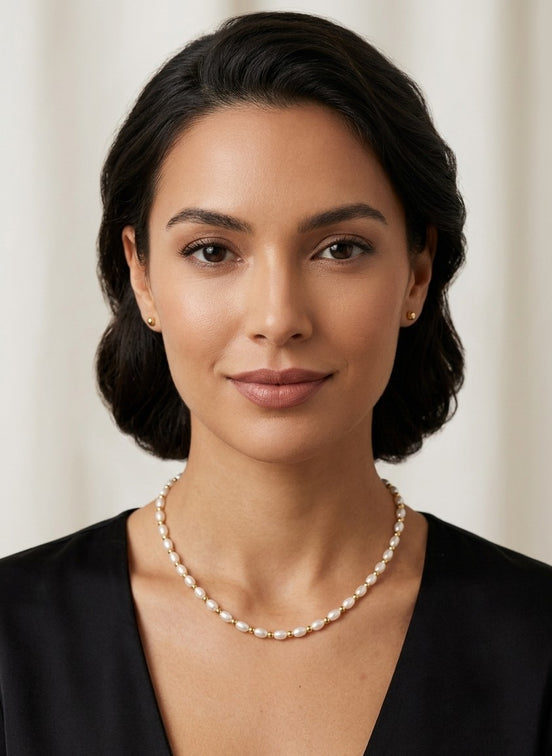 18K Gold Pearl Full Beaded Necklace.