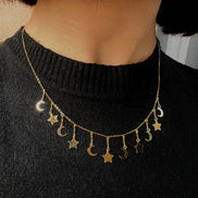 18k Gold Necklace Moon & Star - navidjewellery
