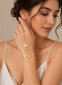 18K Gold Floral Charm Chain Hand Jewelry for Women, Hand Harness Bracelet Ring.