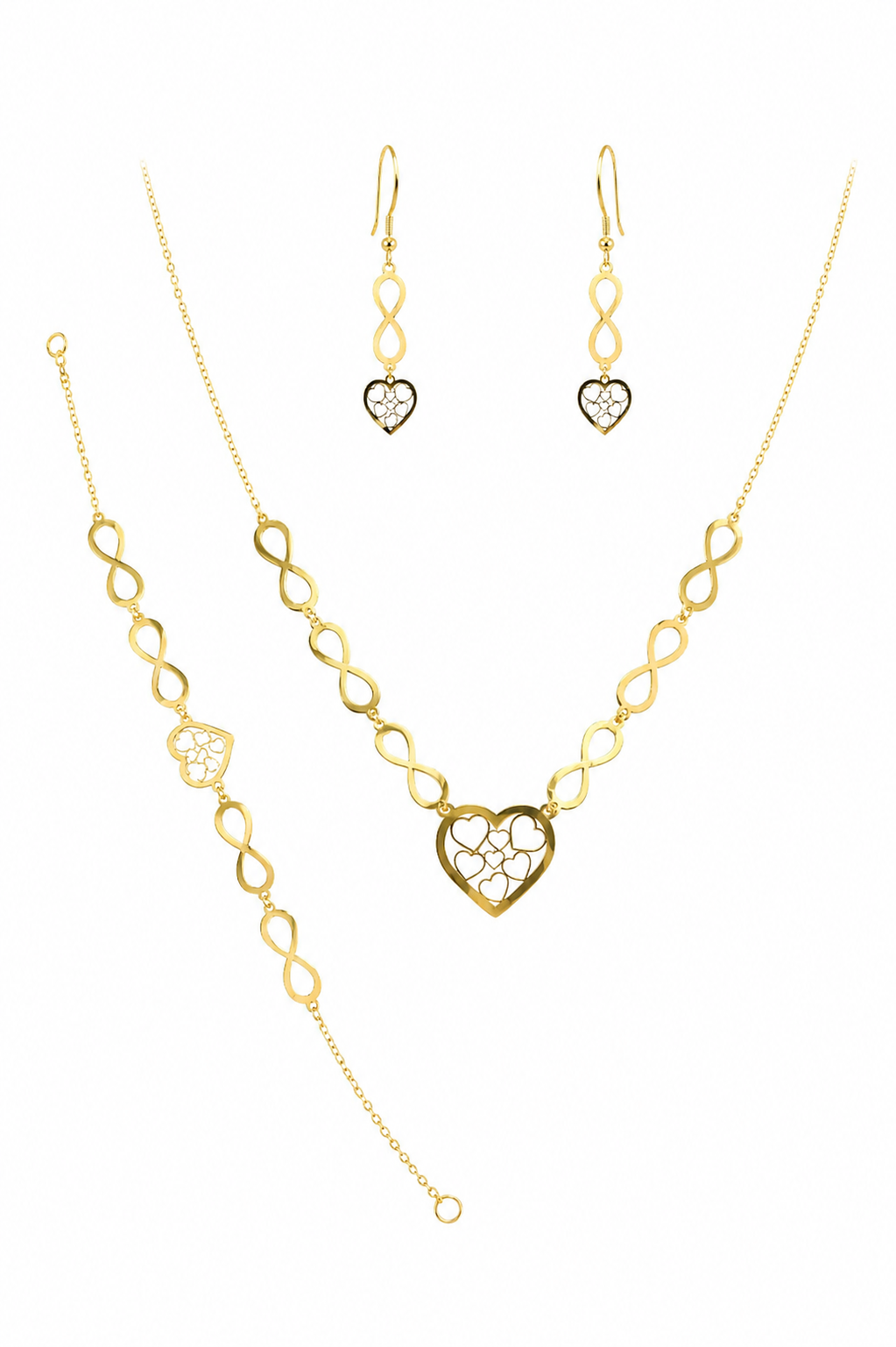 18K Gold Infinity Heart Jewelry Set for Women.