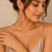 18K Gold Infinity Heart Jewelry Set for Women.