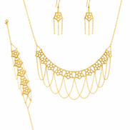 18K Luxury Gold Choker Necklace Set for Women.
