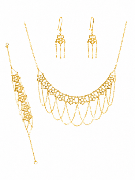 18K Luxury Gold Choker Necklace Set for Women.