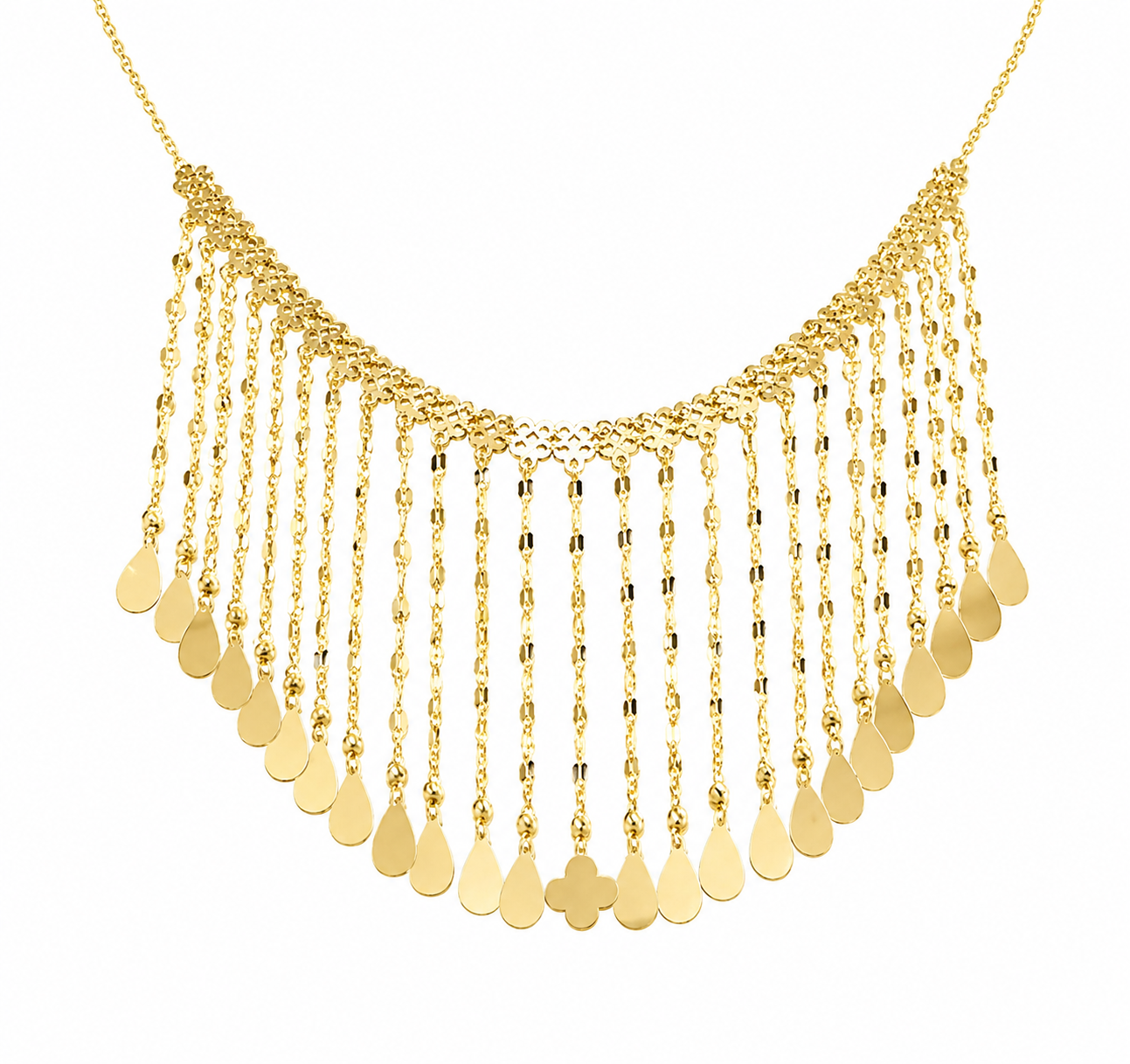 Luxury Gold Fringe Statement Necklace for Women.