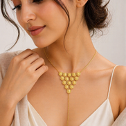 18K Gold Coin Drop Statement Necklace.