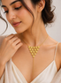 18K Gold Coin Drop Statement Necklace.