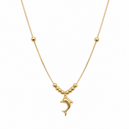 18K Gold Dolphin Pendant Necklace for Women.