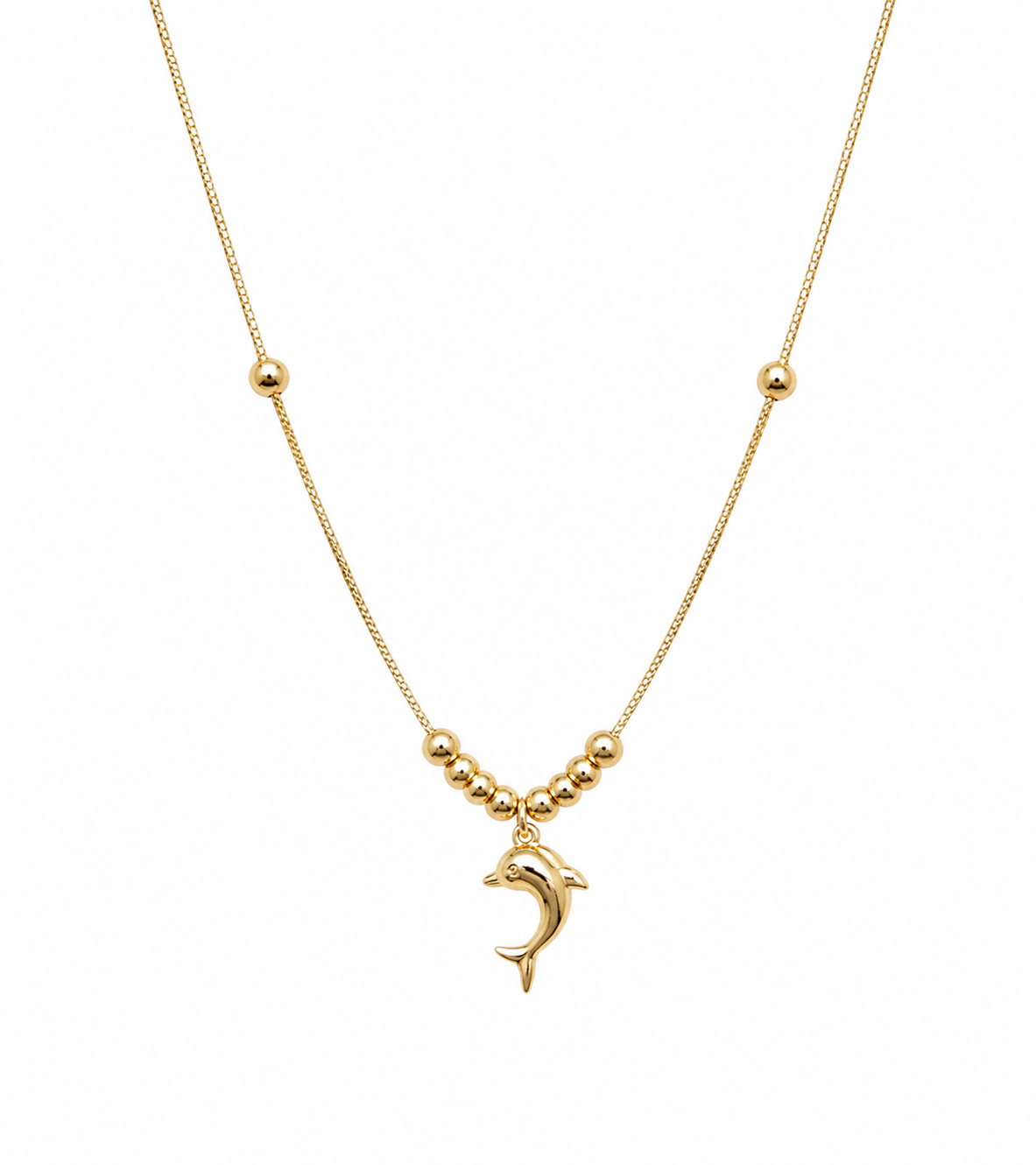 18K Gold Dolphin Pendant Necklace for Women.