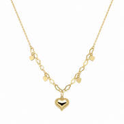 18K Gold Heart Layered Love Pendant Necklace.