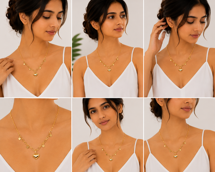 18K Gold Heart Layered Love Pendant Necklace.