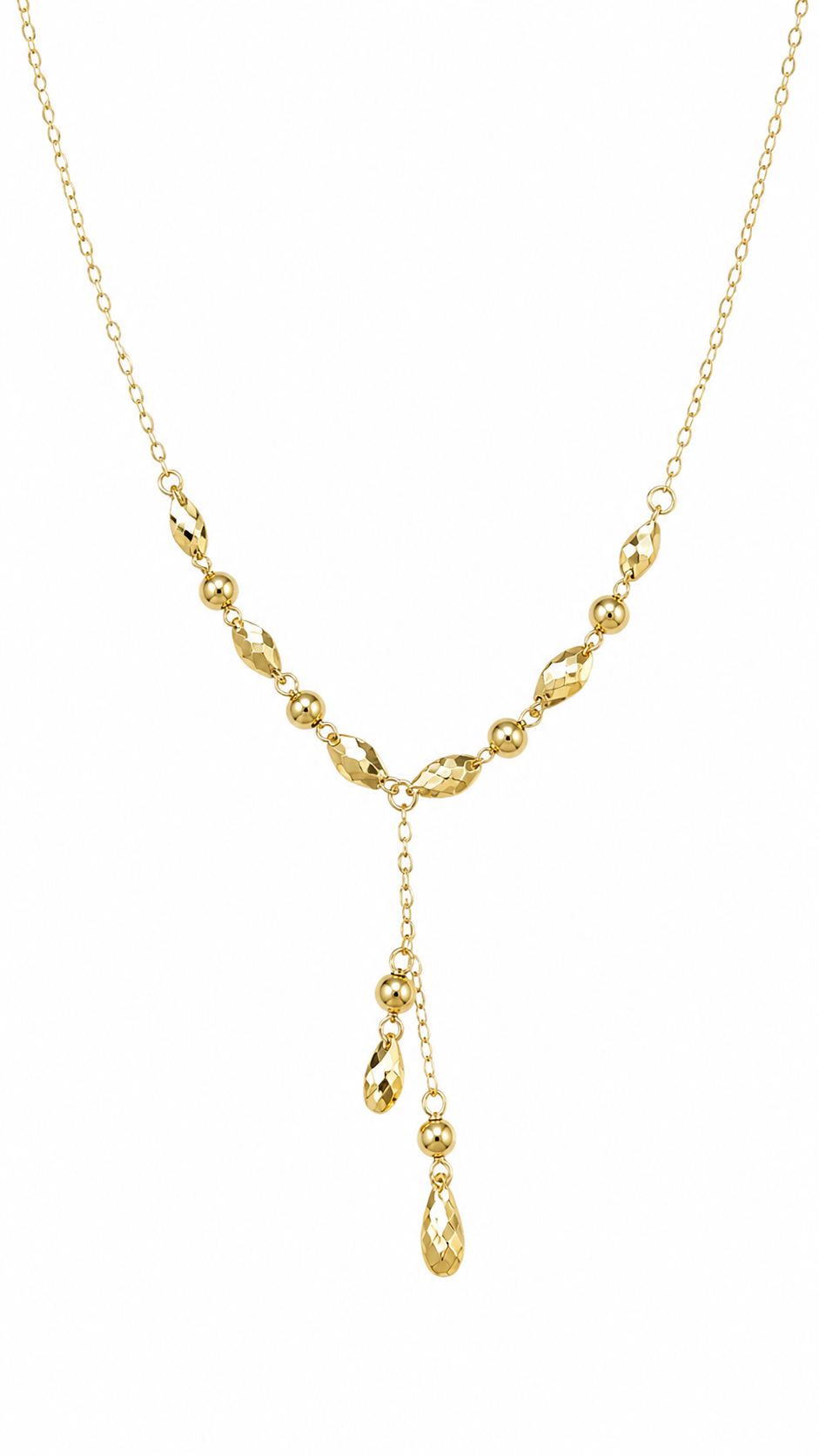 18K Gold Tassel Drop Necklace for Women.