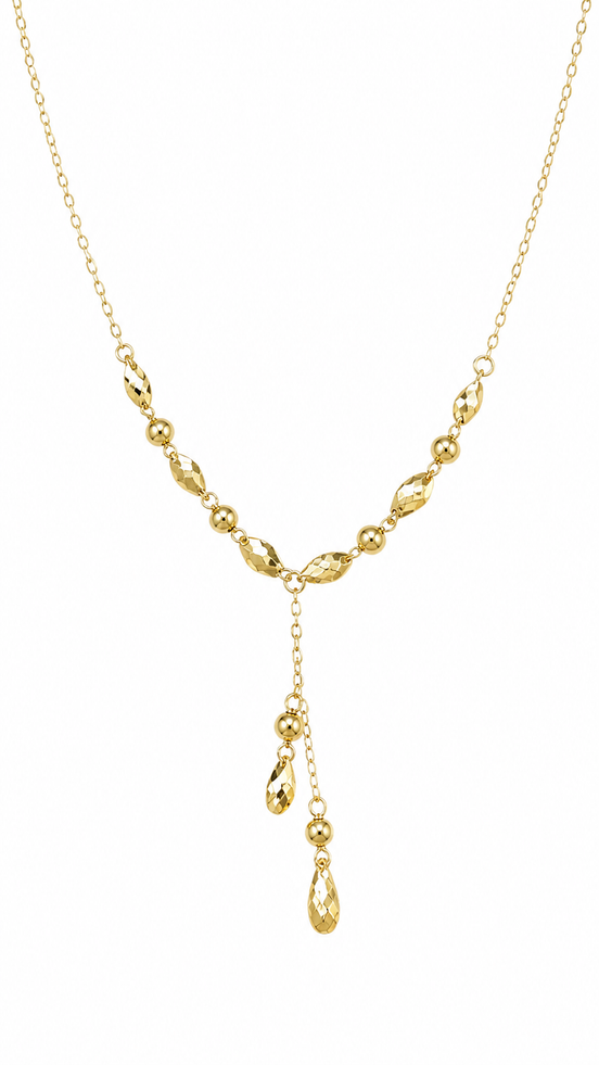 18K Gold Tassel Drop Necklace for Women.
