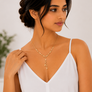 18K Gold Tassel Drop Necklace for Women.