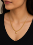 18K Gold Heart Pendant Necklace for Women  Beaded Chain Jewelry.