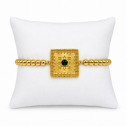 18K Golden colour Beaded Kids Bracelet with Ruby Crystal Centrepiece.
