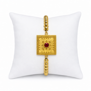 18K Golden colour Beaded Kids Bracelet with Ruby Crystal Centrepiece.