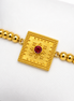 18K Golden colour Beaded Kids Bracelet with Ruby Crystal Centrepiece.