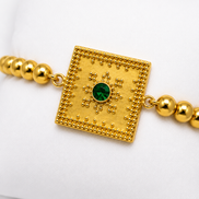 18K Golden colour Beaded Kids Bracelet with Ruby Crystal Centrepiece.