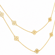18K Gold Double Layer Floral Necklace.