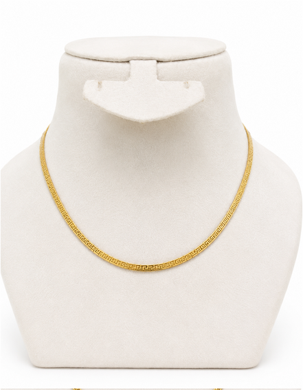 18K Gold Greek Chain Necklace for Women.