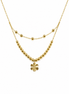 18K Clover Layered Beaded  Necklace.