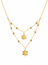 18K Gold Double Layer Clover Charm Necklace for Women.