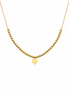 18K Gold Heart Charm Beaded Necklace for Women.
