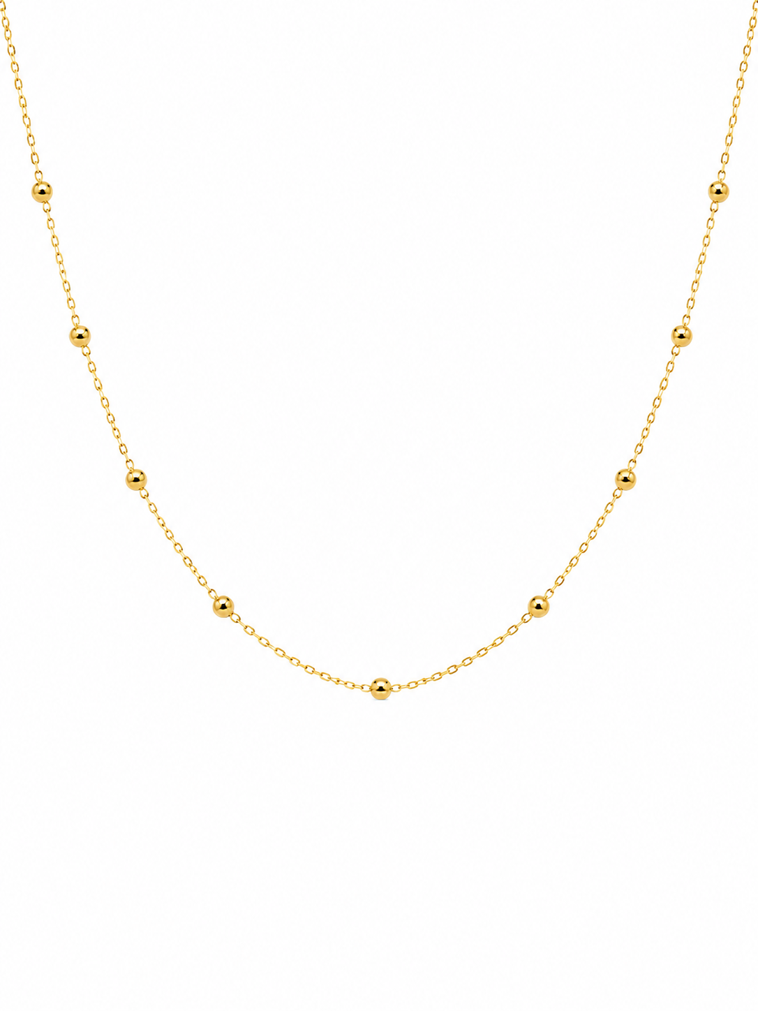 18K Gold Beaded Station Necklace for Women.