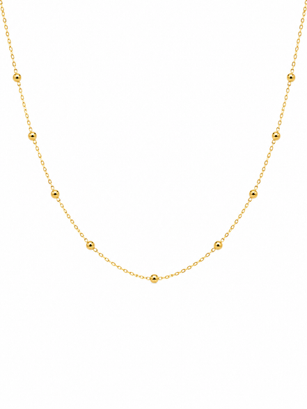 18K Gold Beaded Station Necklace for Women.