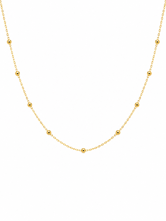 18K Gold Beaded Station Necklace for Women.
