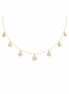 18K Gold Floral Charm Station Necklace for Women.