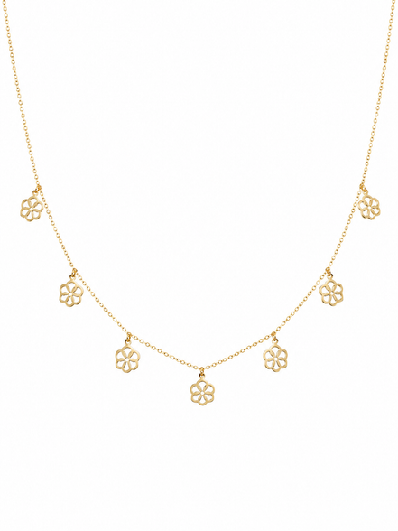 18K Gold Floral Station Necklace.