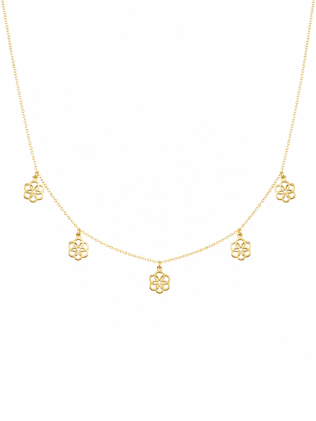 18K Elegant Flower Charm Necklace.