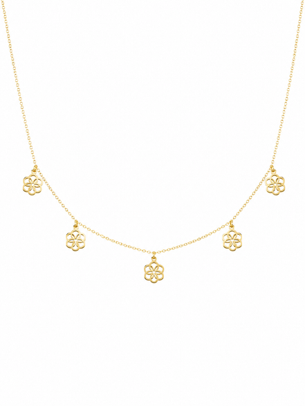 18K Elegant Flower Charm Necklace.