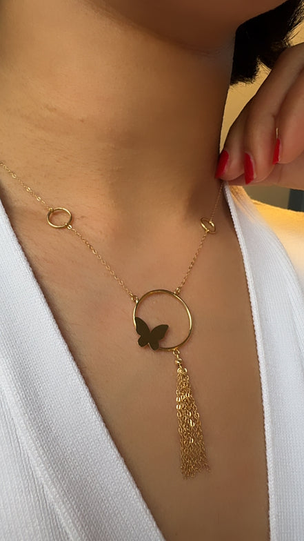 18K Gold Butterfly Necklace - navidjewellery