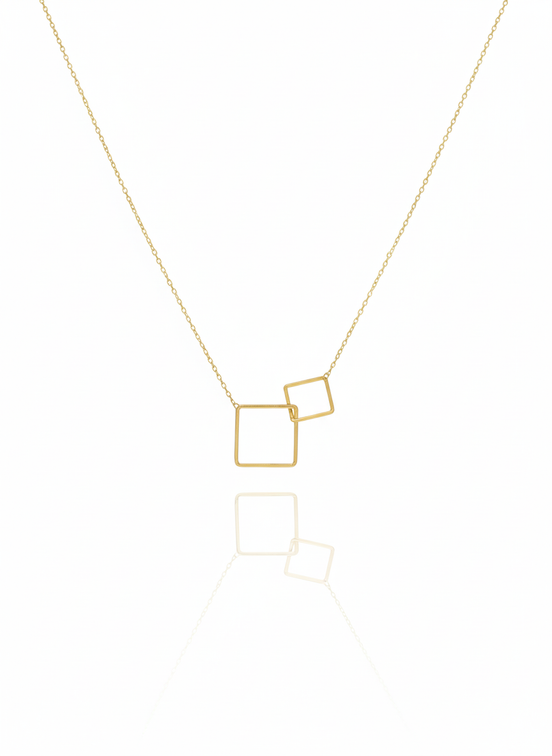 18K Gold double square