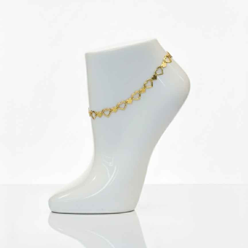 18K Gold Heart Anklet