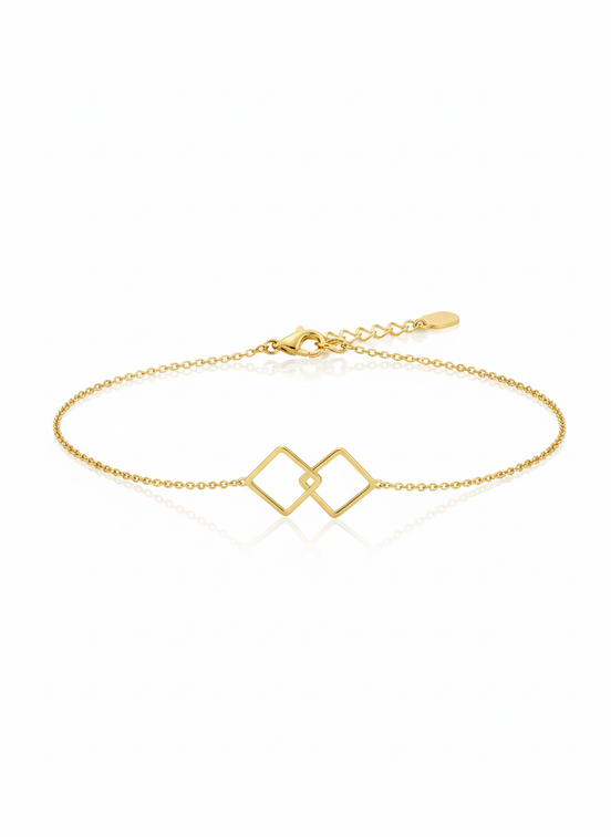 18K Gold double square