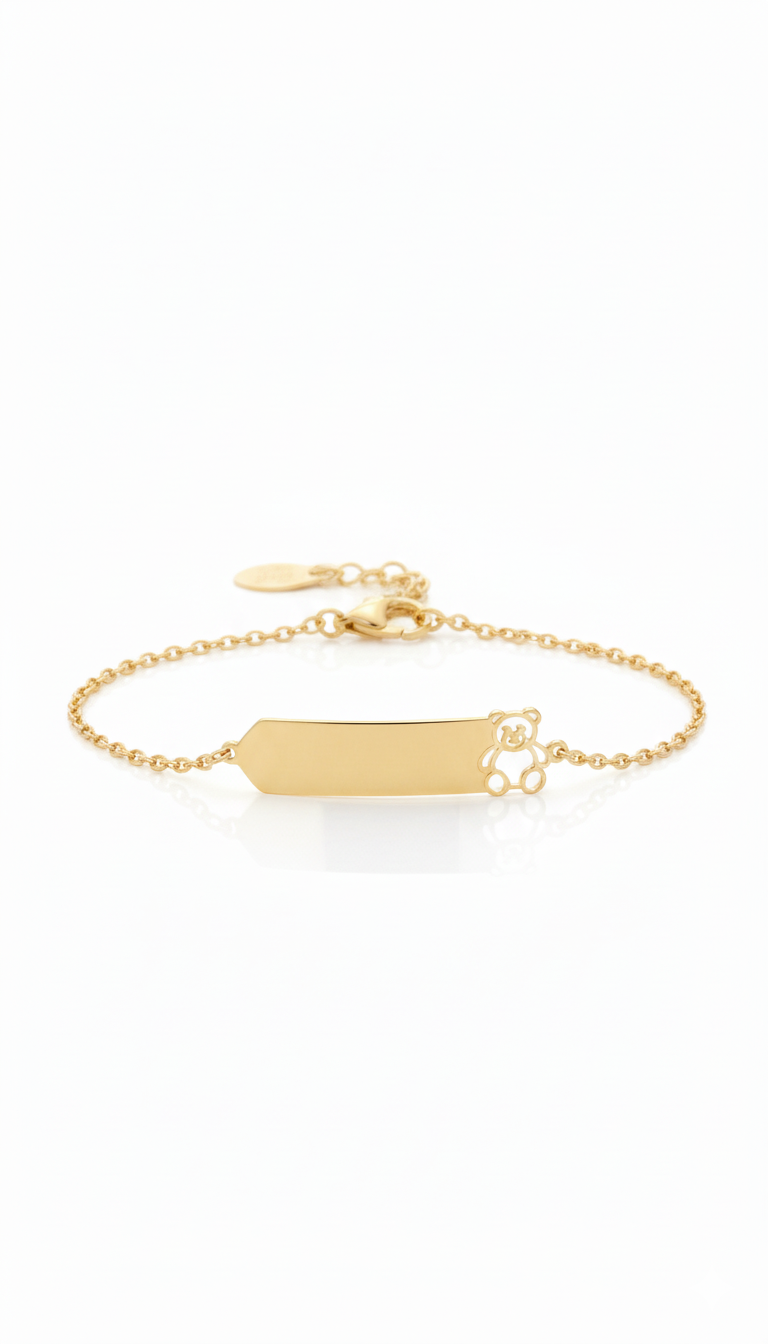 18K Gold children teddy ID Bracelet