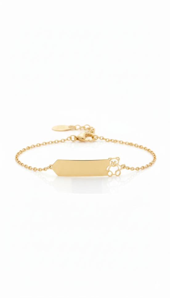 18K Gold children teddy ID Bracelet